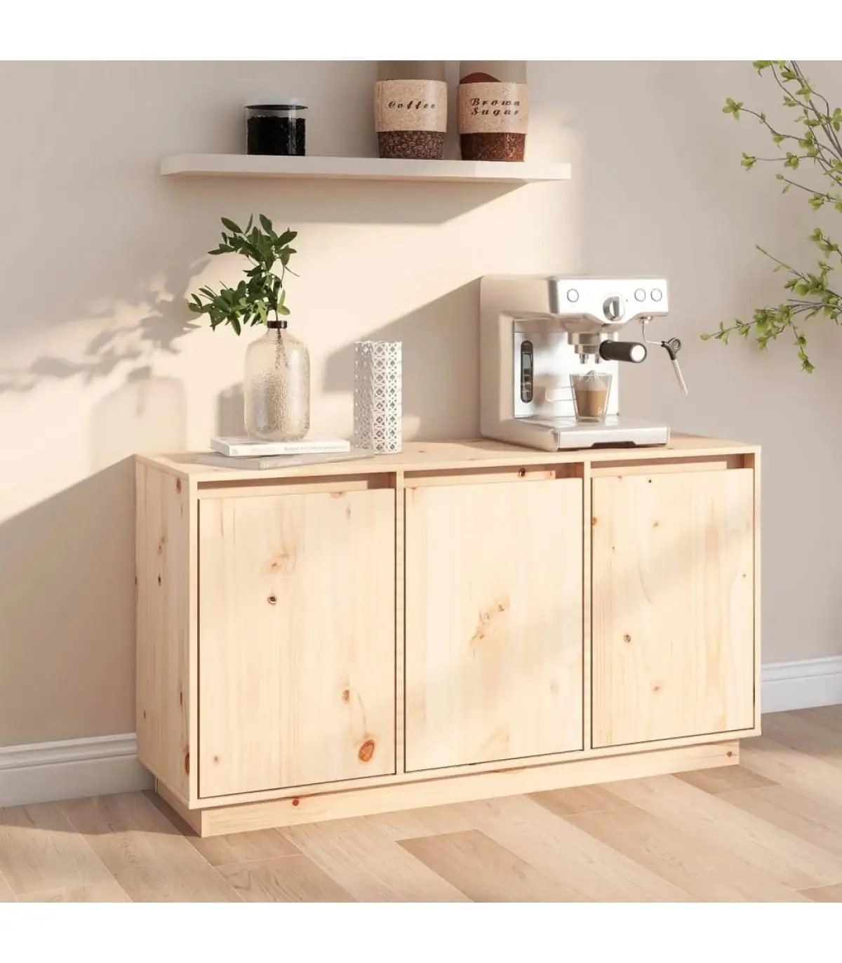 Solid pine wood sideboard 111x34x60 cm