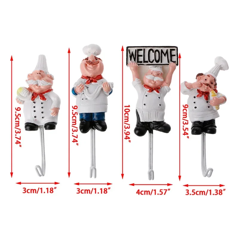 Powerful Cartoon Chef Racks Holders Hook Adhesive Door Clothes Coat Hat Bathroom Towel Hook Hanger Kitchen Wall Key Holder