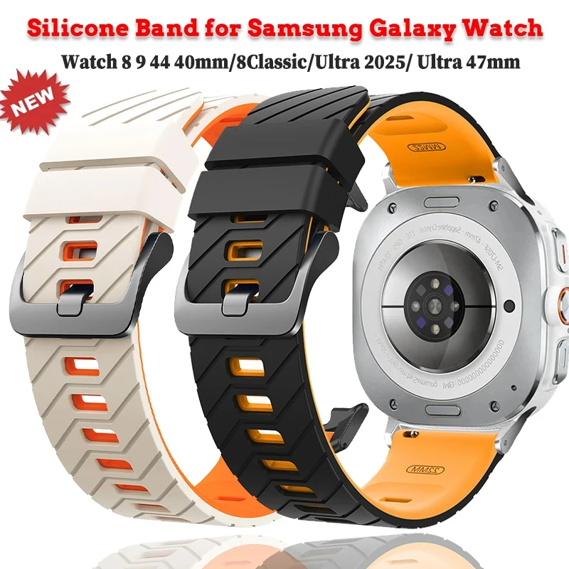 Silikonarmband für Samsung Galaxy Watch 8 9 44 40mm 8Classic 46mm Sportarmband für Samsung Galaxy Watch Ultra 2025 2024 47mm Armband