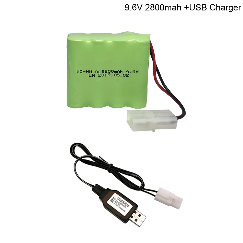 2800mAh 9.6V NIMH Battery with USB Charger Set for Remote Control toys 9.6v battery Ni-MH battery group Kep-2p Plug/Tamiya Plug