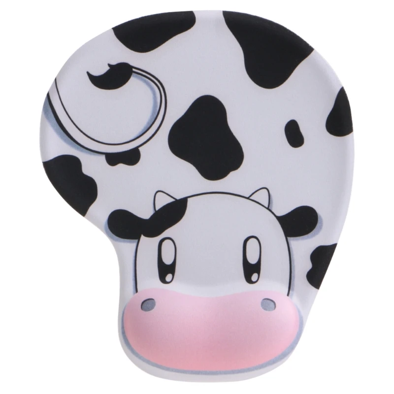 Cow Print Mouse Pad With Ergonomic Gel Wrist Pad, Smooth Surfacing For Precise Control Rubber Backing Mousepad