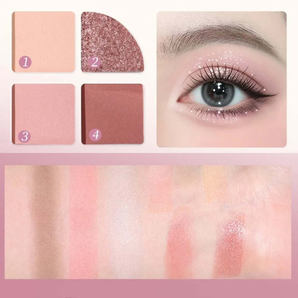 Illumina l'ombra per gli occhi Cosmetici Ombretto Polvere per evidenziare il fard Disco in polvere a lunga durata con specchio Tavolozza per il viso a 7 colori