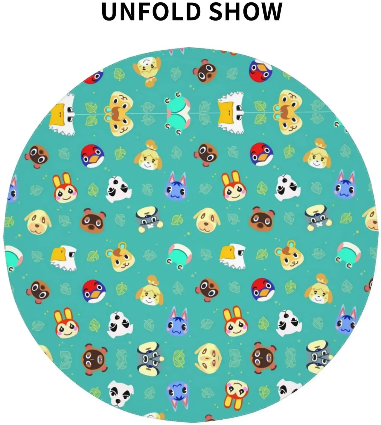 Animal Crossing Leaf Round Tablecloth 60 Inch Washable Polyester Table Cloth Water Resistant Spill Proof Table Cover for Dining