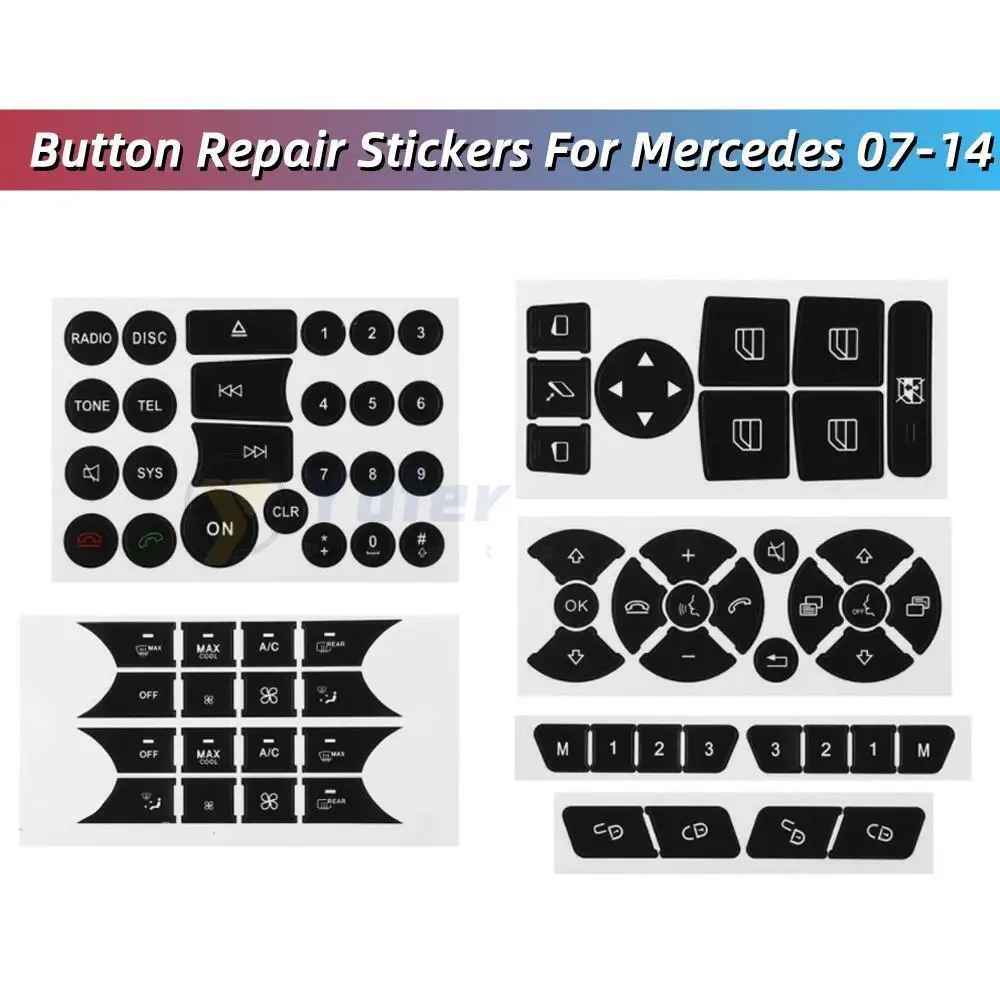 

1 Set Car Button Repair Sticker Steering AC Window Decals Stickers For Mercedes For Benz 2007-2014 Button Repair Sticker Decal