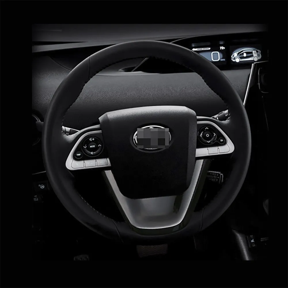 أسود لوحة مقبلات trim تغطية عجلة القيادة سيارة الملحقات لتويوتا بريوس prime phv 2017 #5