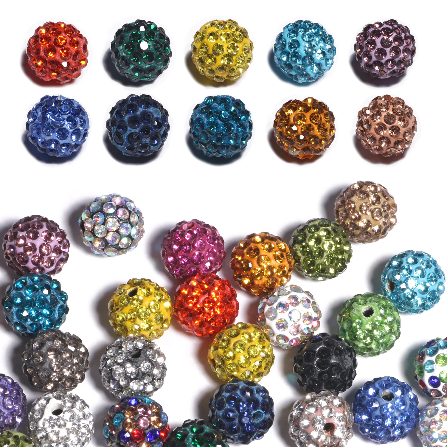 Crystal Rhinestone Pave Disco Ball Clay Bead Round Loose Beads Charms for Jewelry Making DIY Bracelet Necklace Earring Accessory