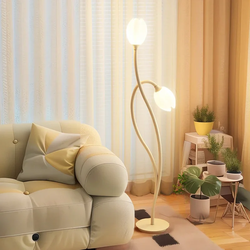 Wholesale cream floor lamp creative tulip living room bedroom bedside table lamp vertical atmosphere