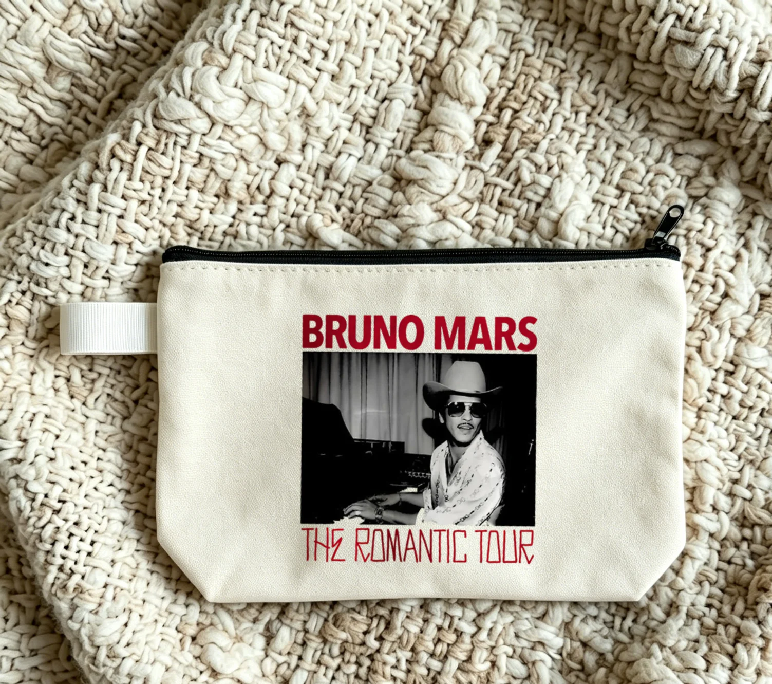 Bruno Mars Y2K Personnalisable Bolsas De Tela Shopping Grocery Femme Zipper Stationery Storage Bag Cosmetic Bag