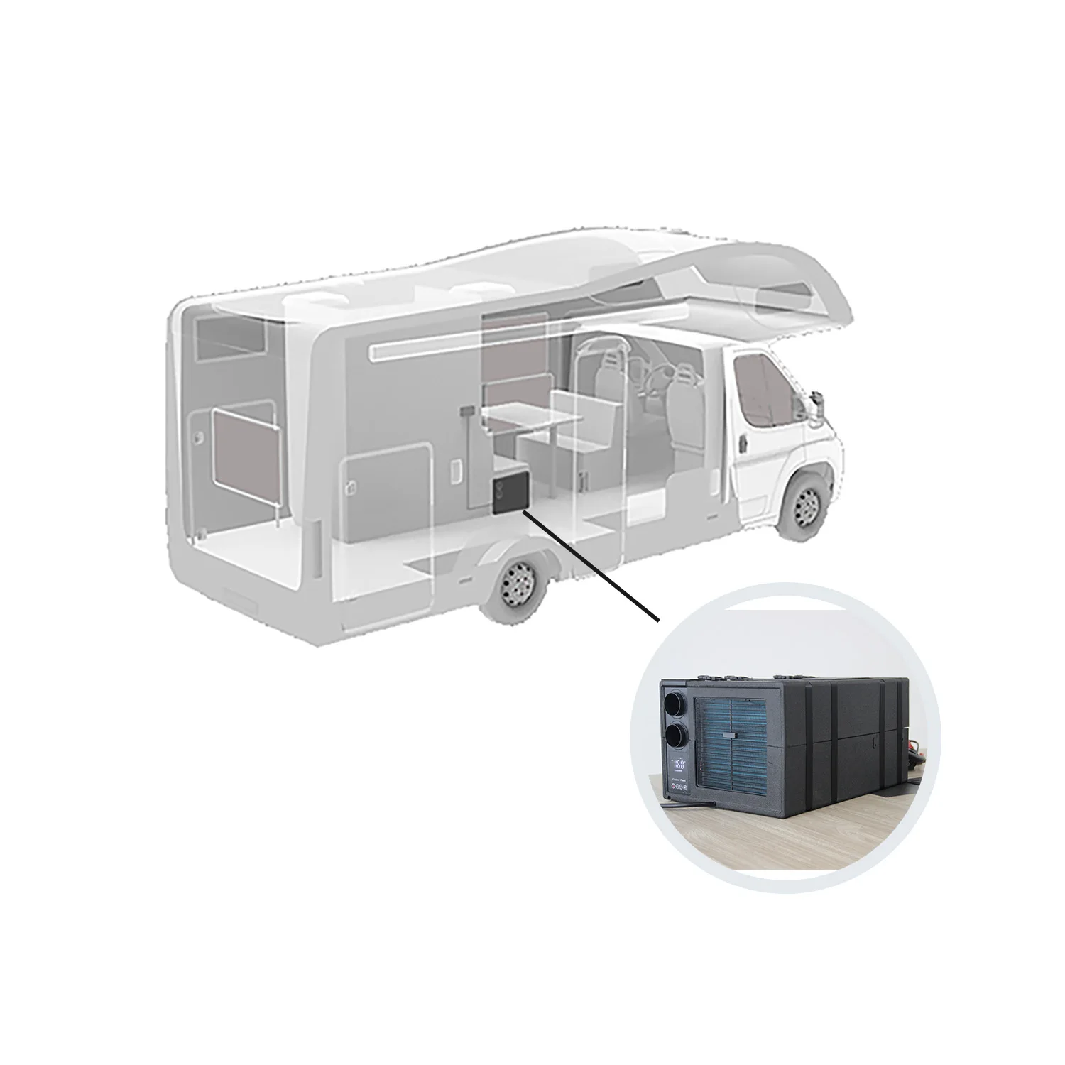 Under Bench air Conditioner 12v 48v Parking Air Conditioning 12 Volt 24v Marine air Conditioner for RV Camper Van Boat caravan view 6