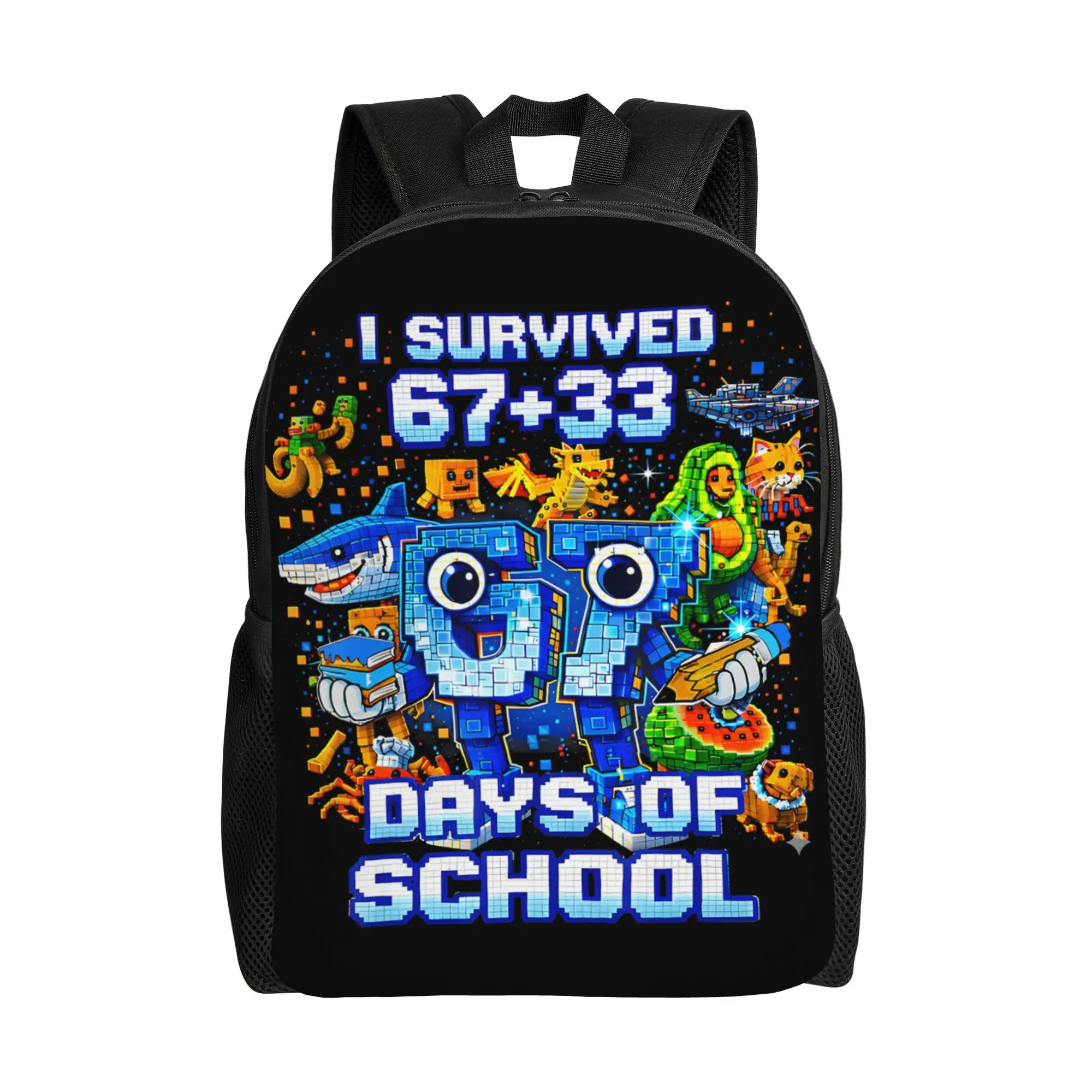 

Я выжила 100 дней в школе: Итальянский мем-рюкзак «Brainrot» (67 штук), женский, из полиэстера, для путешествий, большой, для старшей школы, ранец