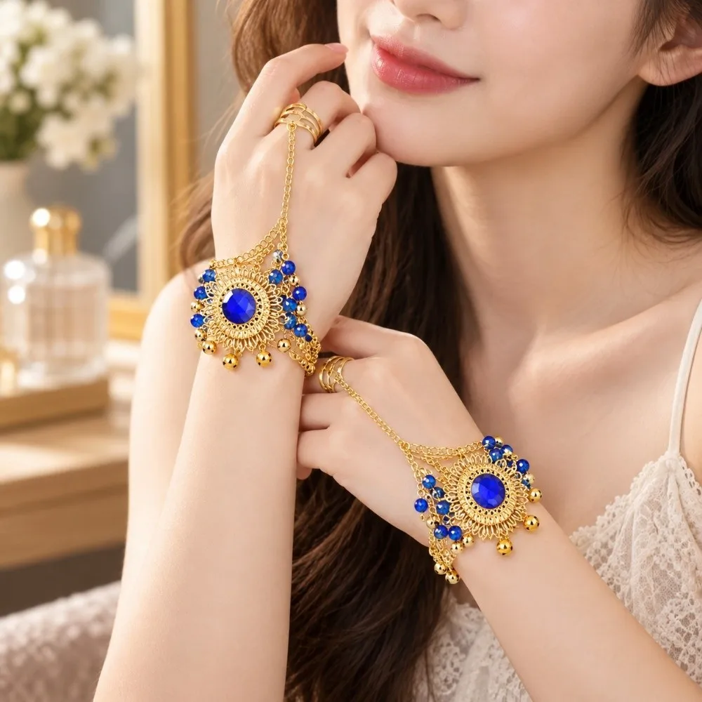 1pc/1pair Multicolors Indian Dance Performance Bracelet Free Size Dance Accessories Belly Dance Costumes Diamond Bracelet