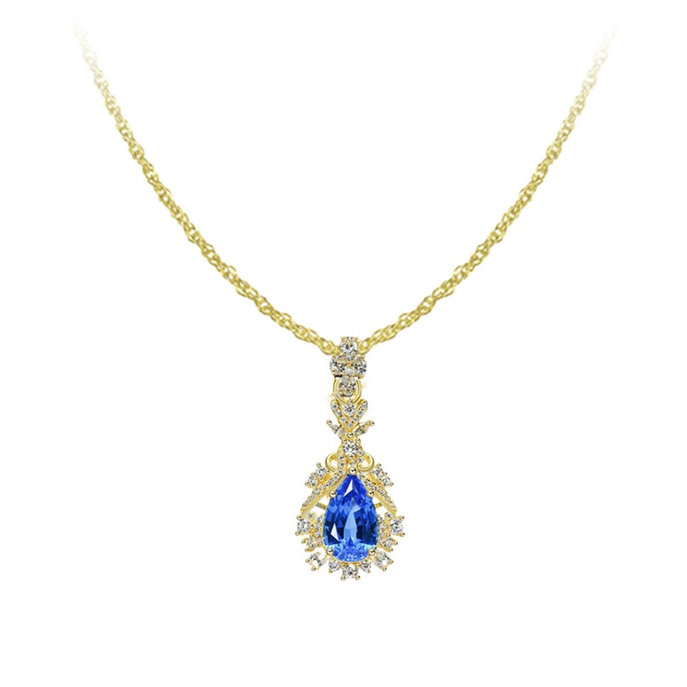 Wong Rain 18K Gold Plated 925 Sterling Silver 3.5 CT Pear Cut Pass Test Spinel High Carbon Diamond Gems Pendant Necklace Jewelry