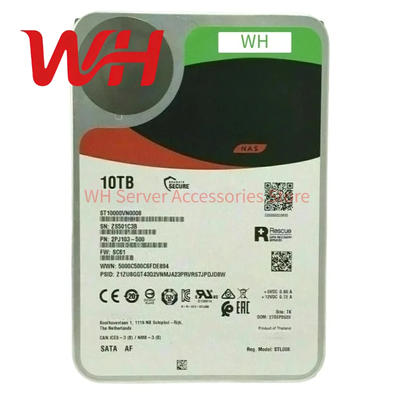 

for Seagate ST10000VN0008 NAS 3.5" 10TB 7200RPM 256MB SATA 3.0 Storage Hard Disk for IronWolf Internal Desktop Hard Drive