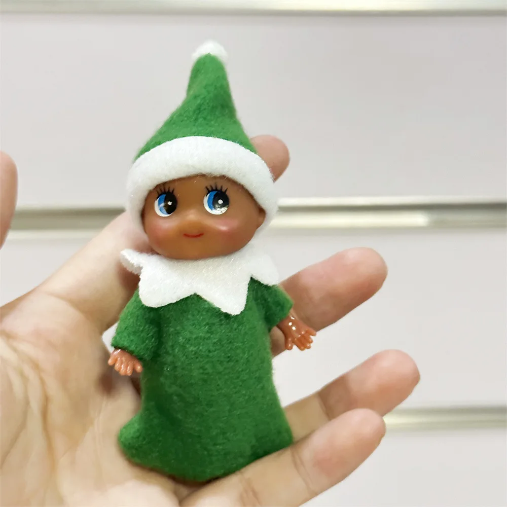 1/2Pcs Christmas Elf Doll Small Baby Twins in Bib Miniature Accessories Boy and Girl Toy Suitable for Xmas New Year Decorations