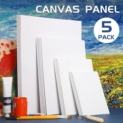 Canvas Panels for Painting 5pcs, 7x9/9x12/12x16/16x20in Blank White Boards for Acrylics,Oil,Gouache Tempera,for Hobbists,Adults