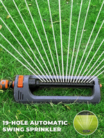 19 Hole Large Range Automatic Swing Sprinkler Swing Rotary Sprinkler 4 Modes Irrigation Sprinkler For Garden Farm Yard Garden