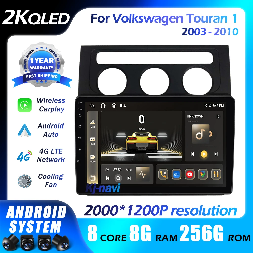 

Android 14 For Volkswagen Touran 1 2003-2010 Car Radio Carplay Navi Auto GPS WIFI 4G Multimedia Auto Stereo BT DSP QLED Screen