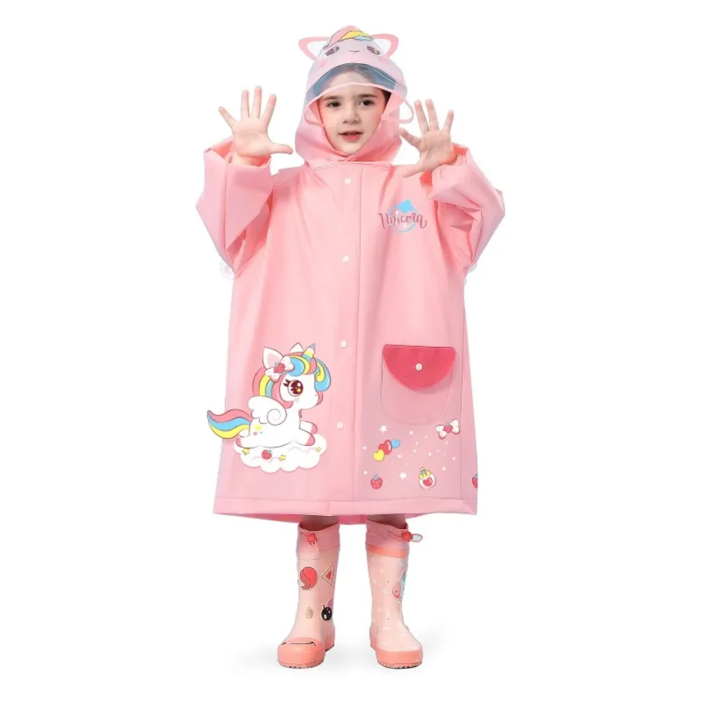 Rain Suit Children\'s Raincoat Cartoon Boys and Girls Kindergarten Elementary Children Baby Little Children Bag Bit Poncho