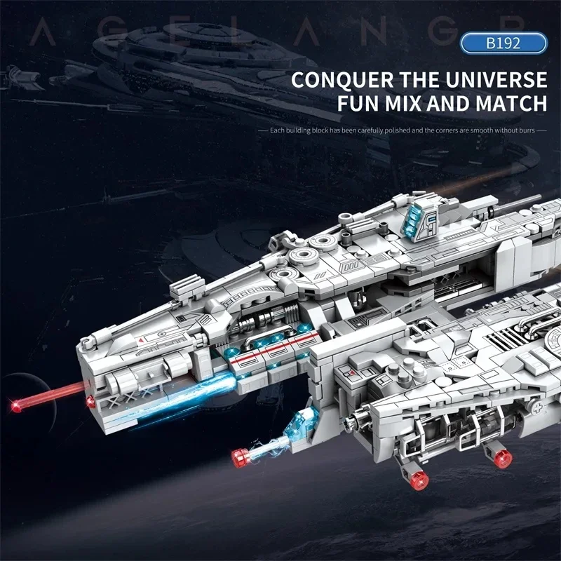 858PCS Space Battleship Aircraft Building Blocks Heavy Attack Artillery Ship Missile Assembly Bricks Toys For Kids Holiday Gifts