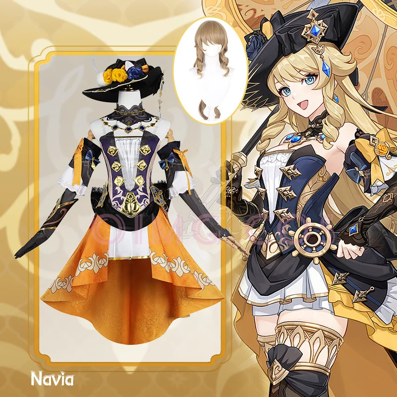 

Genshin Impact Navia Cosplay Costume Genshin Impact Carnival Uniform Wig Anime Costumes Halloween Women Game