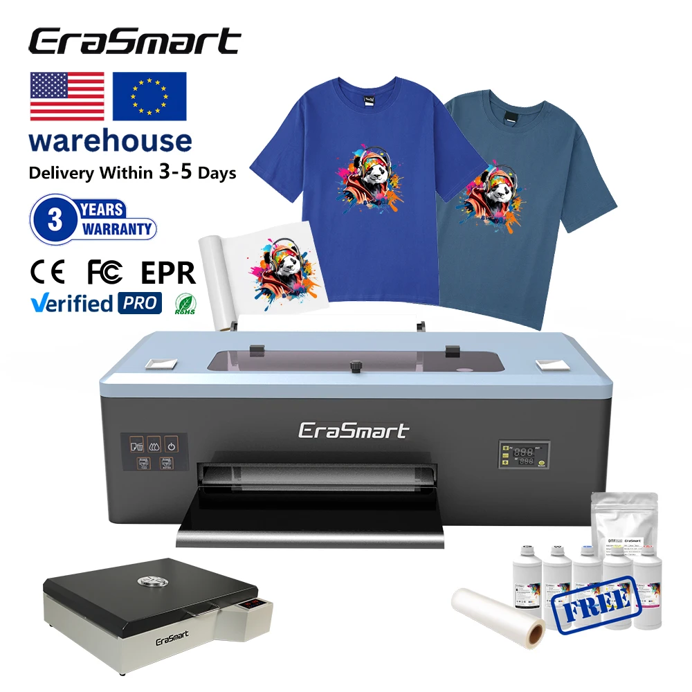 Erasmart 30 см Direct To Film Xp600 L1800 1390 Roll Feeder A3 Dtf Принтер для чашек футболок Erasmart 30 см Direct To Film Xp600 L1800 1390 Roll Feeder A3 Dtf Принтер для чашек футболок