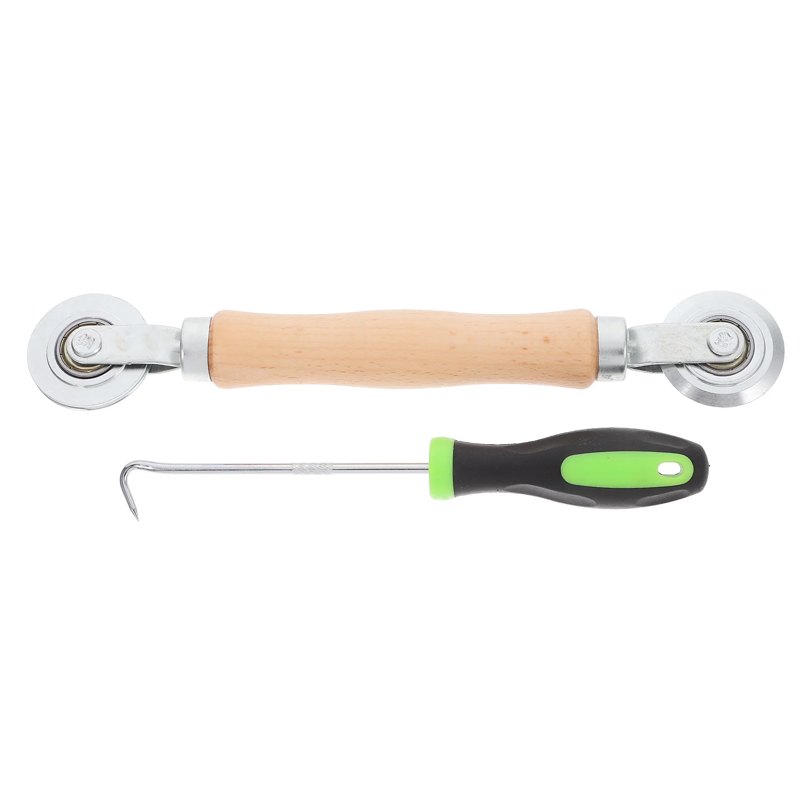 2Pcs Window Screen Installation Tool Mesh Screen Spline Roller Kit Durable Wood Handle Metal Carbon Steel Double Wheel Window