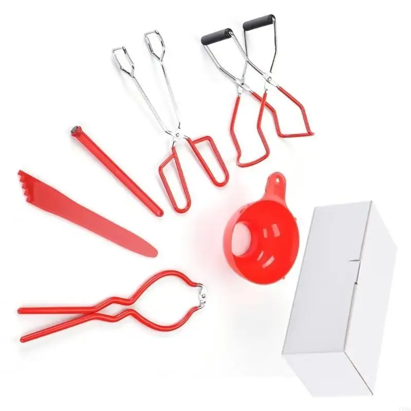 مجموعة رافعة تعليب مكونة من 6 قطع مع ملقط مرطبان وسلة أدوات مطبخ من الفولاذ المقاوم للصدأ للغليان والحفظ والتخليل #3