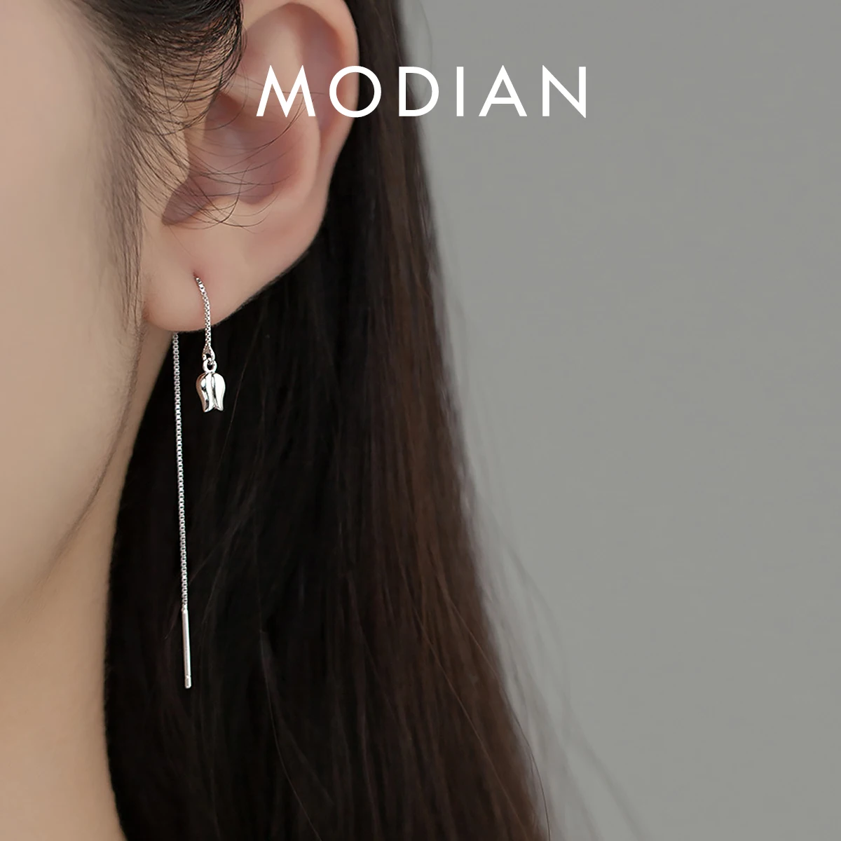 

MODIAN Minimalist Rose Long Chain Tassel Drop Earrings 925 Sterling Silver Trendy Dangle Earrings For Women Fine Jewelry Gifts