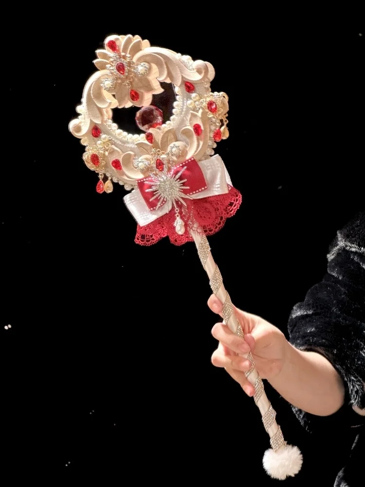 handmade-christmas-red-and-white-magic-wand-lolita-walking-show-stick-retro-style-star-of-david-wand-customizable-accessory