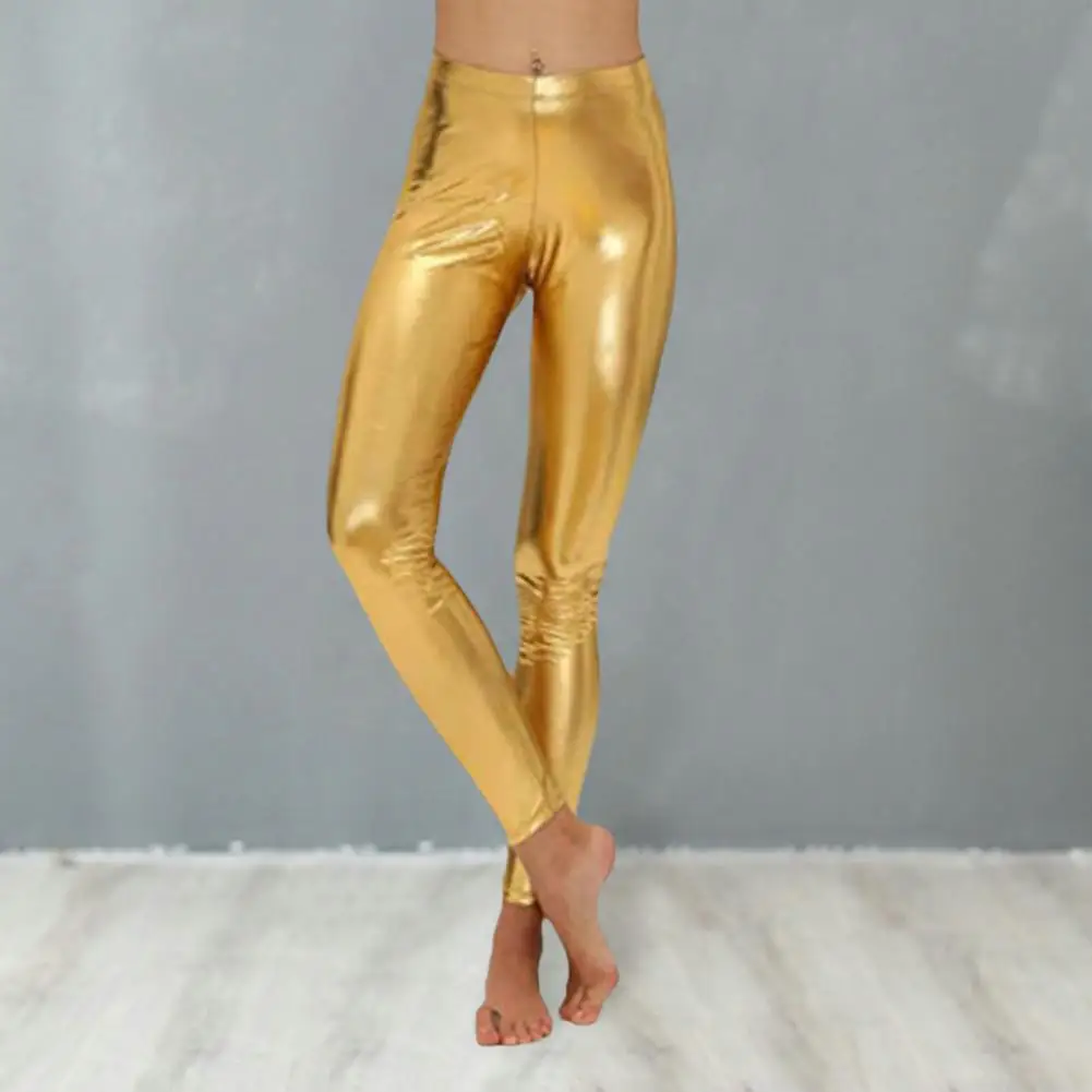 Soft Skin-friendly Pants High Waist Faux Leather Skinny Pants for Women Breathable Tummy Control Ankle Length Trousers for Club