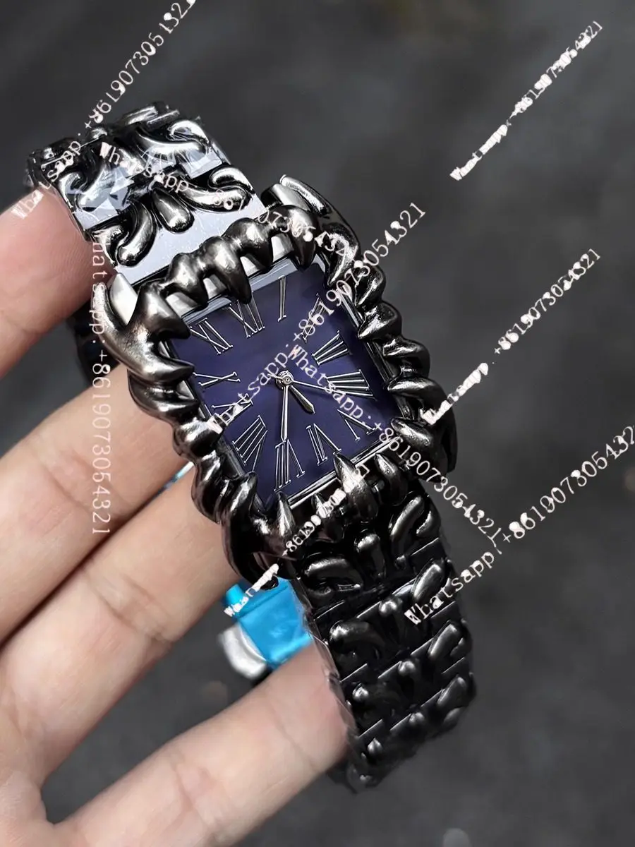 Retro Y2K special-shaped sugar cube watch men's steel belt claw shape waterproof niche design watch