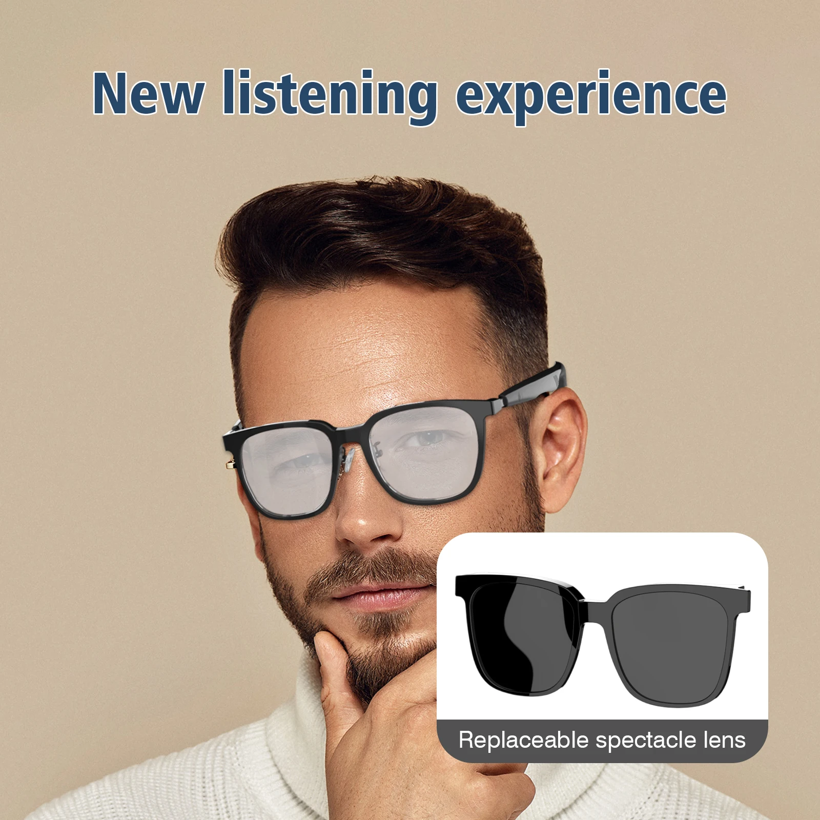 Умные очки 2025 года, можно ответить/счете вызовов, интеллектуальное шумоподавление, сенсорный голосовой помощник, унисекс, блокирующее синий свет стекло