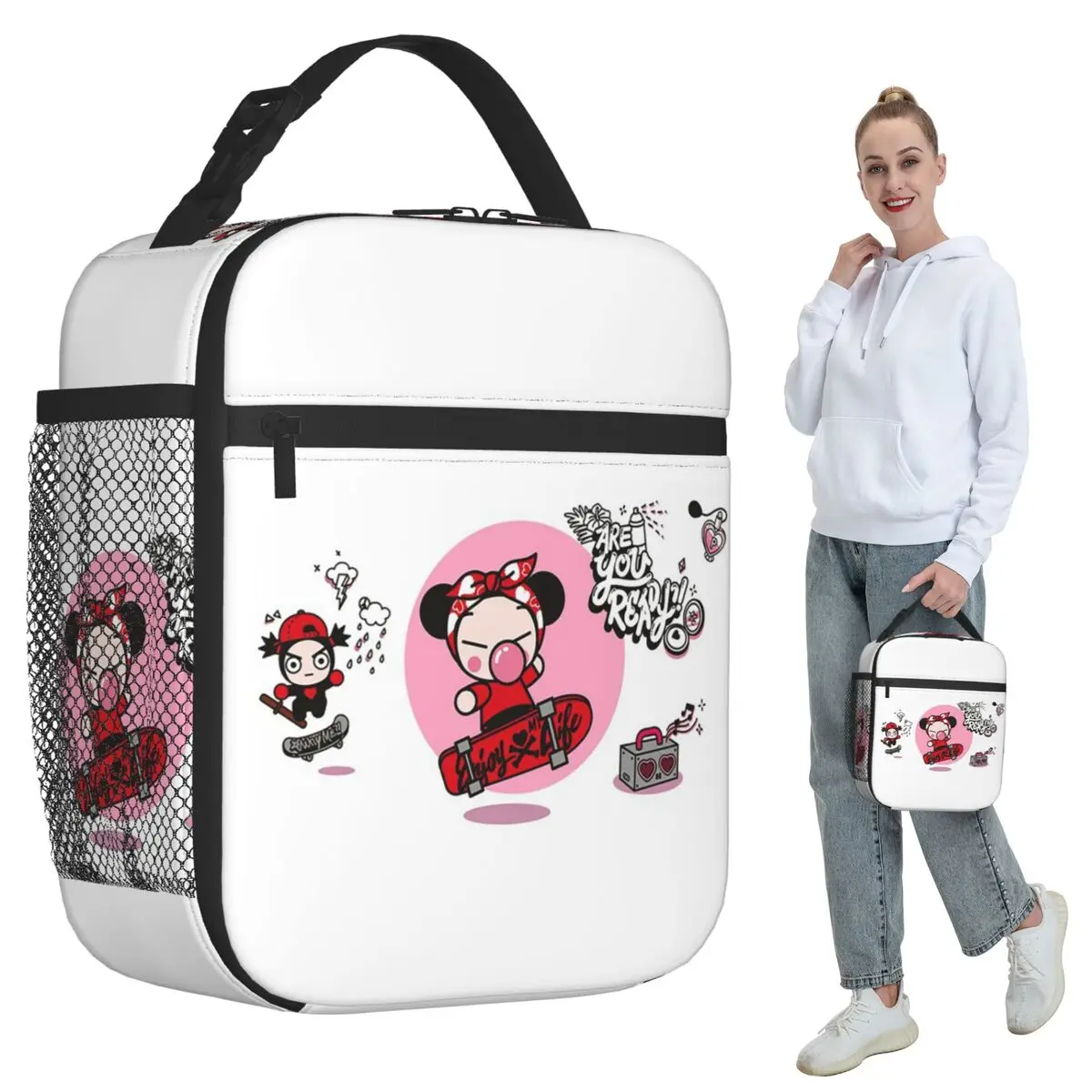 Cartoon Pucca Insulated Lunch Bag for Women Office Cooler Thermal Food Box Tote Leakproof Lunch Boxes Container