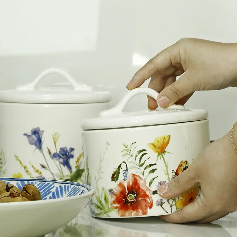 Large Capacity Flower Storage Jar, Silicone Sealed Tank, Nut Jar, Tea Caddy, Snack Cans, Sugar Bowl, Spice Canister for Kitchen
