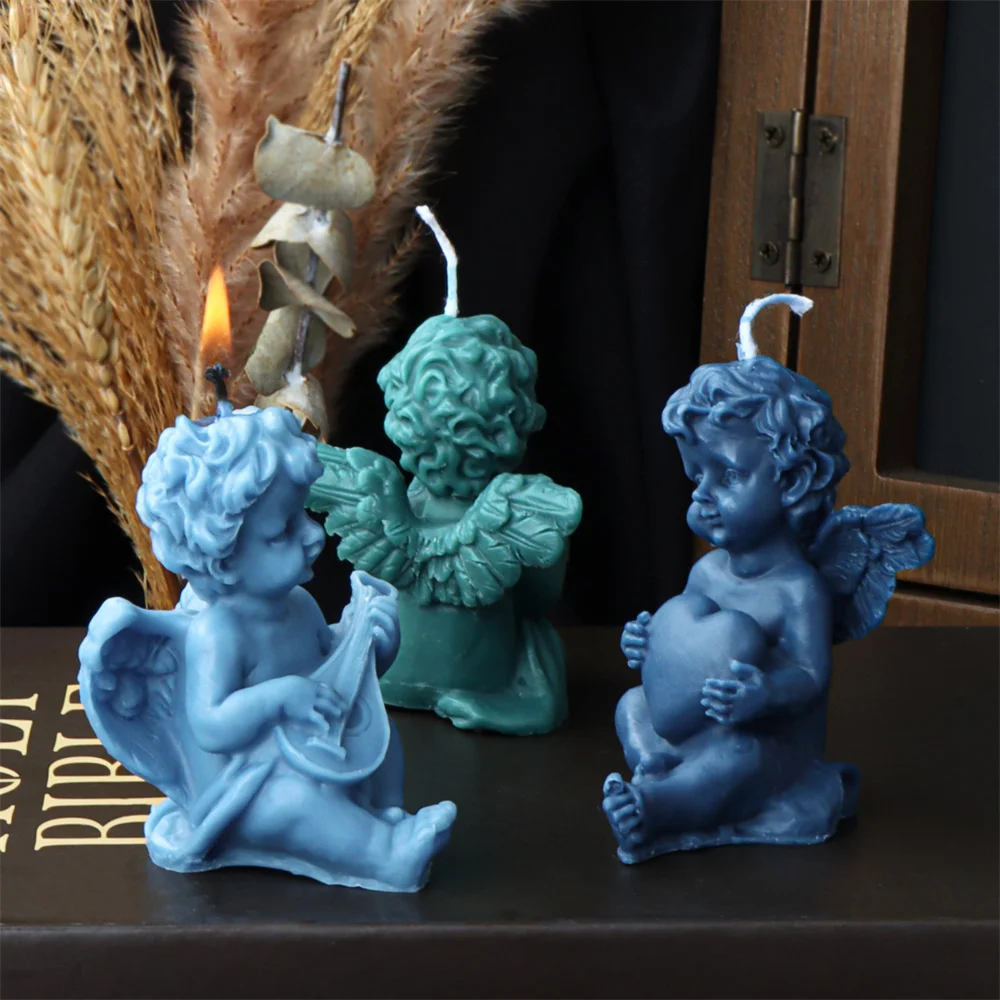 Small 3D Angel Candle Mold Little Wing Angel Resin Molds Baby Tool DIY Making Decor Gypsum for Aromatherapy Soap