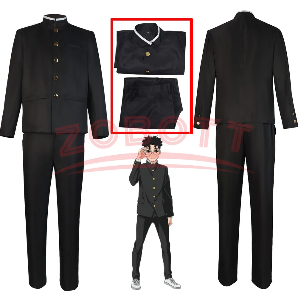 Anime Dandadan Ken Takakura Cosplay Costume Okarun School Uniform Black Jacket Gakuran Outfit Glasses Halloween Women Men