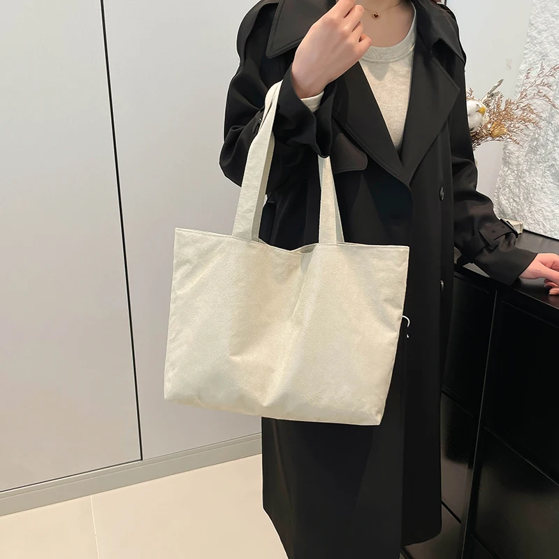 Frosted Vintage Women\'s Bag Large Capacity Shoulder Bag Solid Color Simple Casual Commuter Bags Autumn Retro Shopper Totes