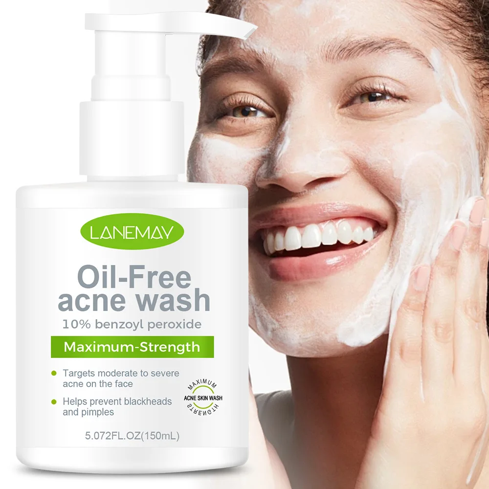 Oil-Free Acne Wash - 10% Benzoyl Peroxide Maximum- Targets Moderate to Severe Acne, Helps Prevent Blackheads & Pimples.