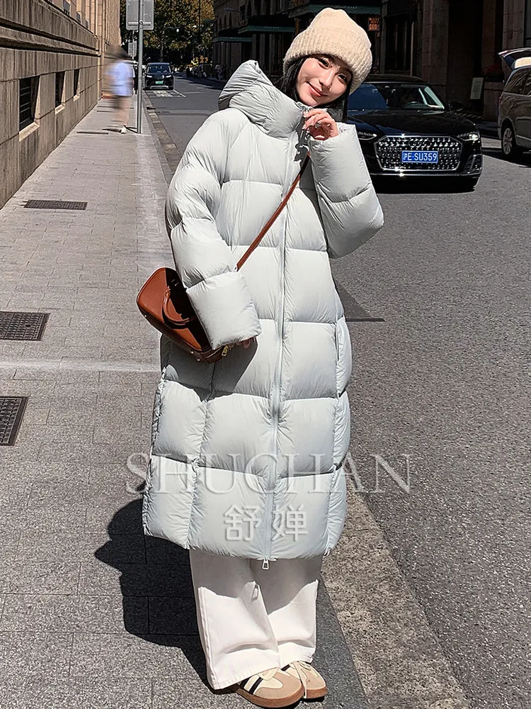 Parkas Clothes Women's Long Thickened Warm Over The Knee Puff Cotton-padded Jacket 2026 Winter New Hooded