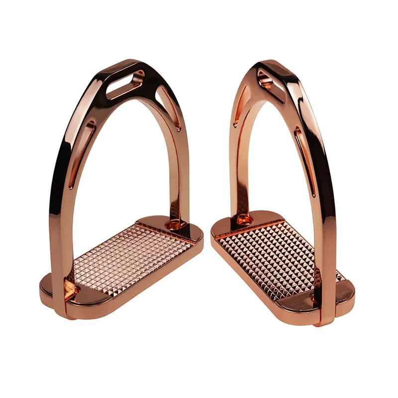 Color Electroplated Aluminum Horse Stirrup 120mm Inner Width Stainless Steel Anti-Slip Foot Plate Equestrian Riding Equipment