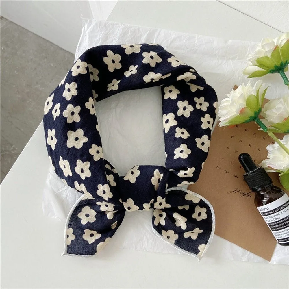 

Scarf Women Cotton Linen Neck Head Scarves Headscarf Small Shawl Small Flower Thin Neckerchief Triangle Scarf Hair Elegant Tie