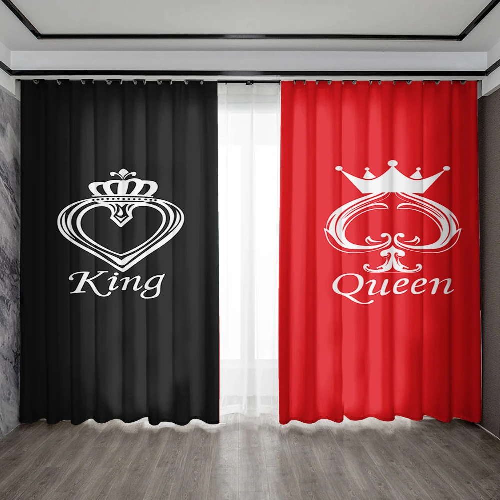 2PC White Valentine's Day Couple's Love Confession With Pole Bag Curtains, Suitable For Kitchen, Coffee Shop, Living Room