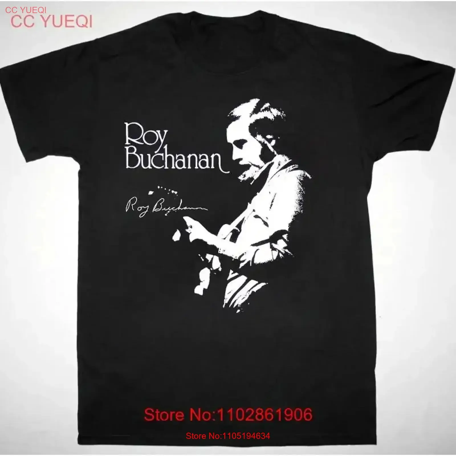 Roy Buchanan Signature Fan camiseta negra de todas las tallas vintage lavada transpirable versátil Casual estirado vintage lavada moda