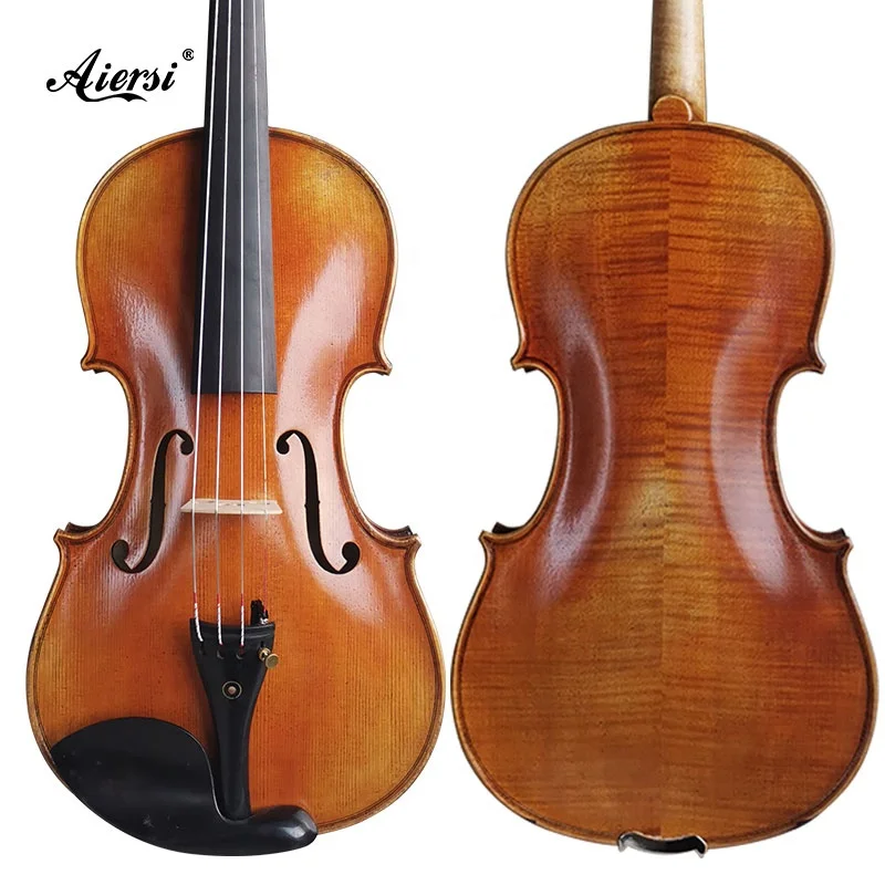 Handmade Oil Varnish Violin Flame Maple Antique Yellow Brown Professional Solid Musical String Instrument For Performance