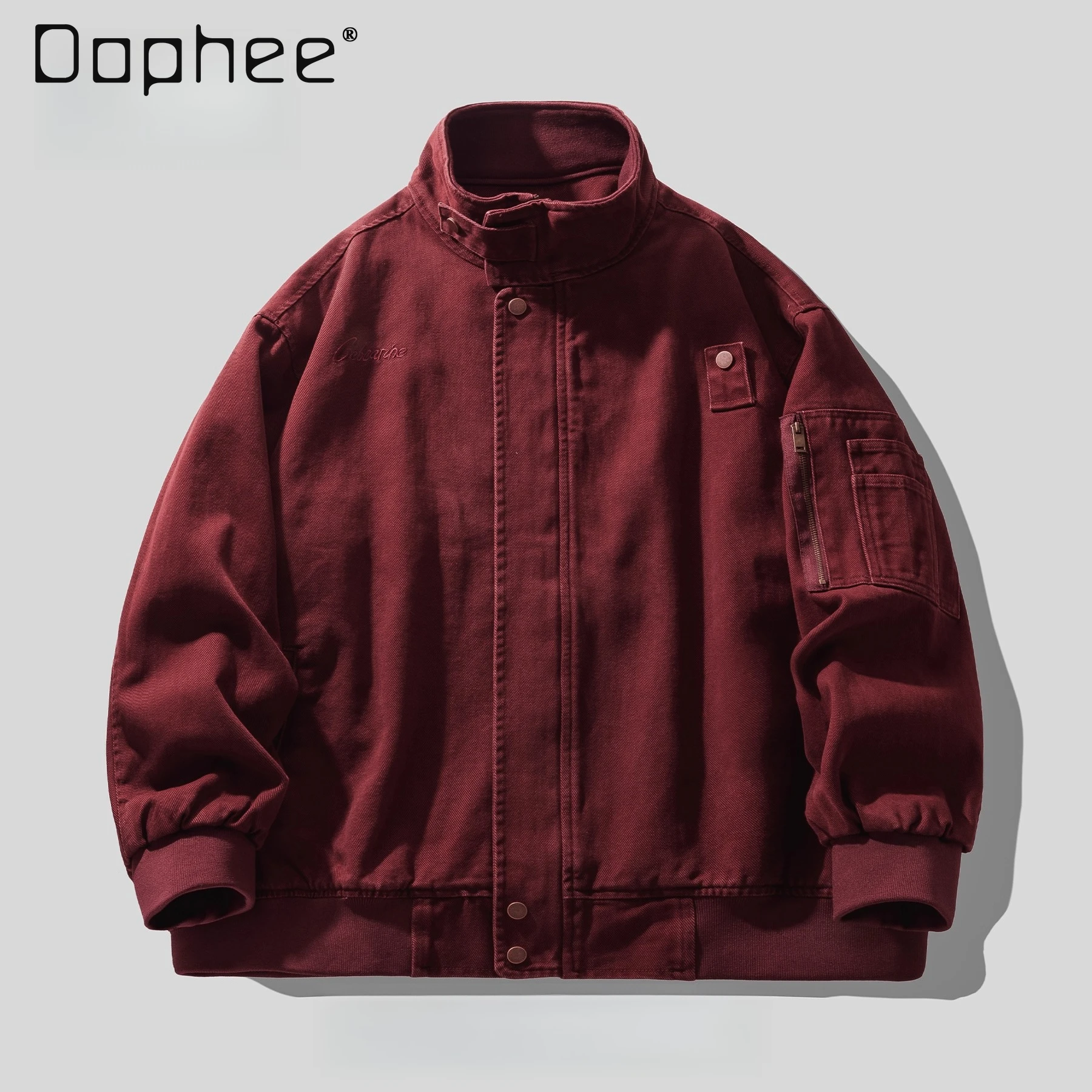 

Autumn Winter New Heavy-duty Washed Army Green Purple Workwear Jacket Men Black Khaki Thickened Warm Stand Collar Quilted Jacket