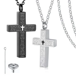 Urn Necklace for Ashe Stainless Steel Cremation Jewelry for Ashes Cross Ashes Necklace Memorial Cross Necklace Urn for Men Women