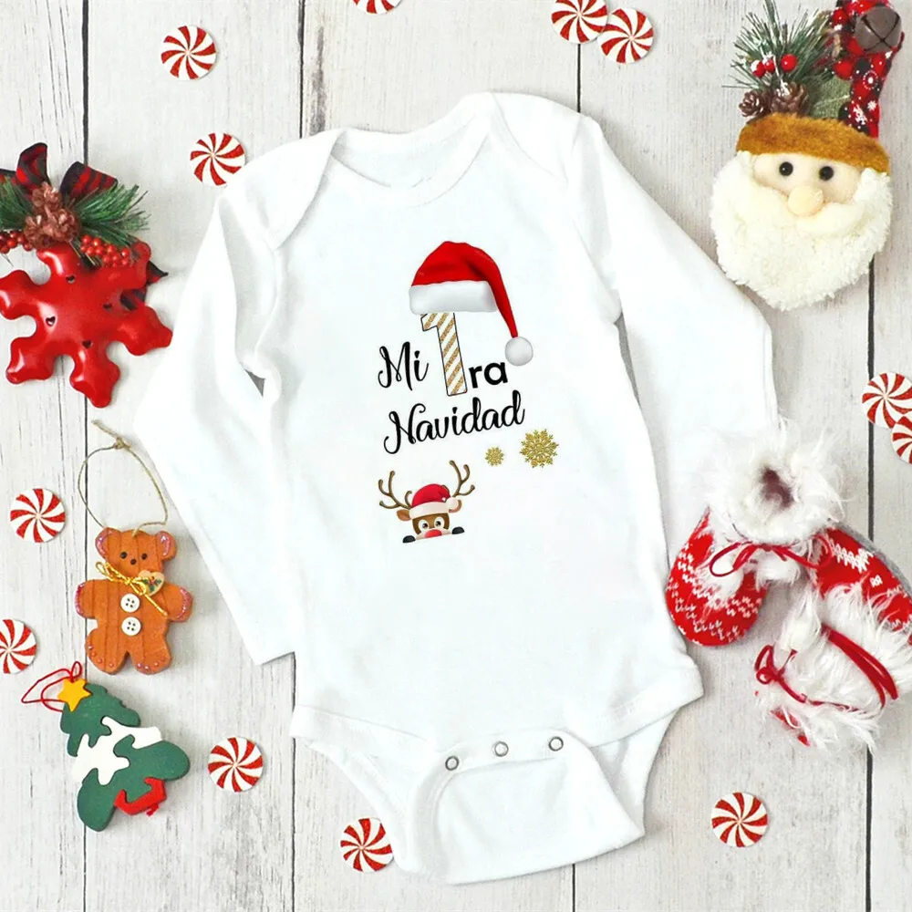 My First Christmas Baby Bodysuit Boys Girls Clothes Xmas Infat Cute Romper Christmas Party Baby Bodysuits Newborn 1st Xmas Gift