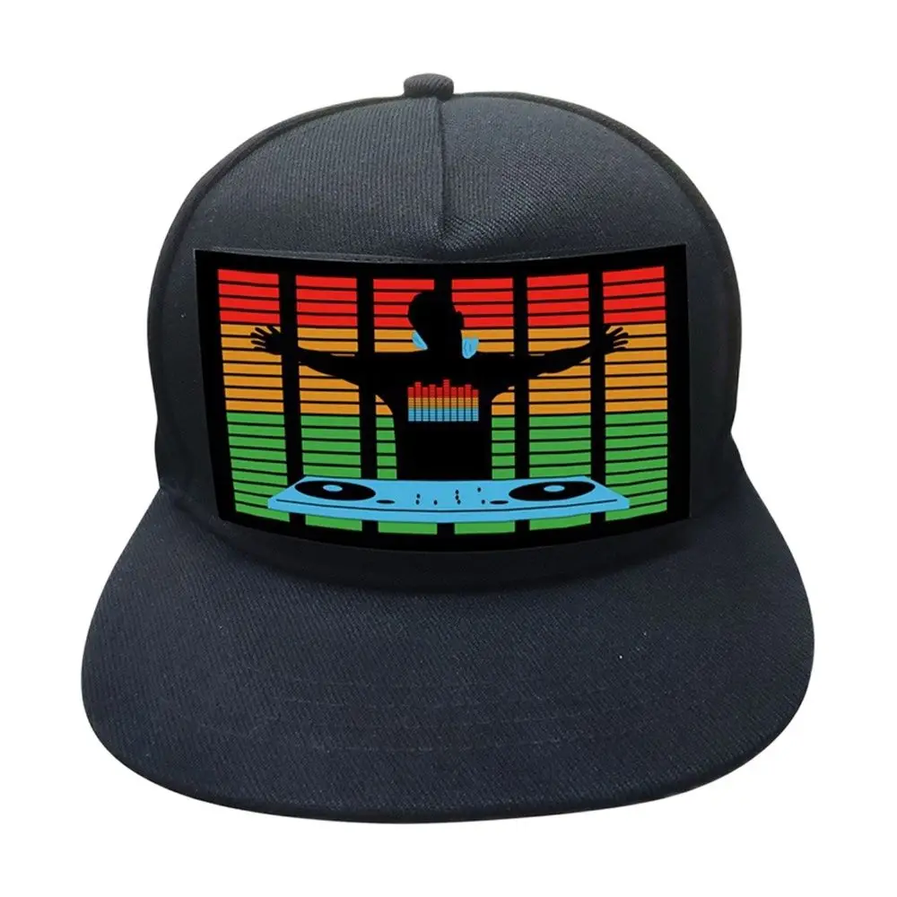 LED Hat Cold Light Film Hat EL Luminous Hat Men and Women Stage Personality Night Club Bar Hip Hop Hat Party Wedding Decoration