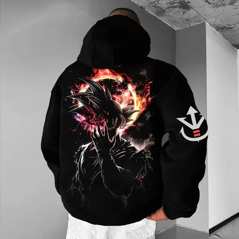 Dragonball Majin Buu Print 2025, Herbst und Winter, Herren-Kapuzenpullover, lockerer Straßentrend, Animation, lässig, vielseitig, Kapuzenpullover