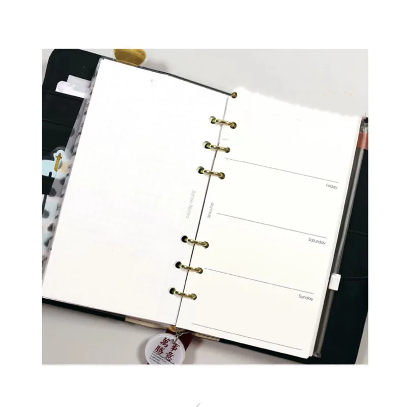 Minimalist Ledger Loose Leaf Paper A6A7 40 Sheets of Matching Version Weekly Plan Chip Replacement Schedule Inner Page